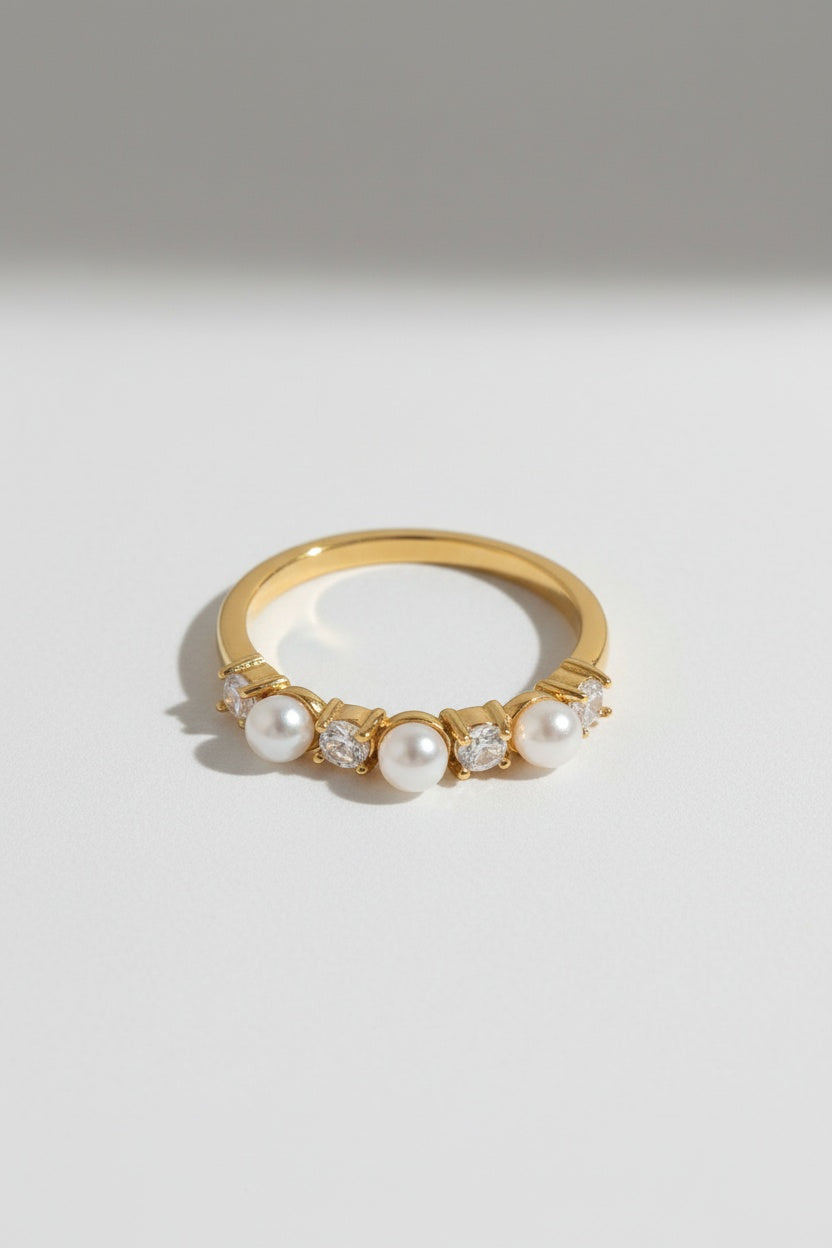 Synthetic Pearl Accent Statement Ring-jewelry > rings > statement rings-Laventaire-Laventaire