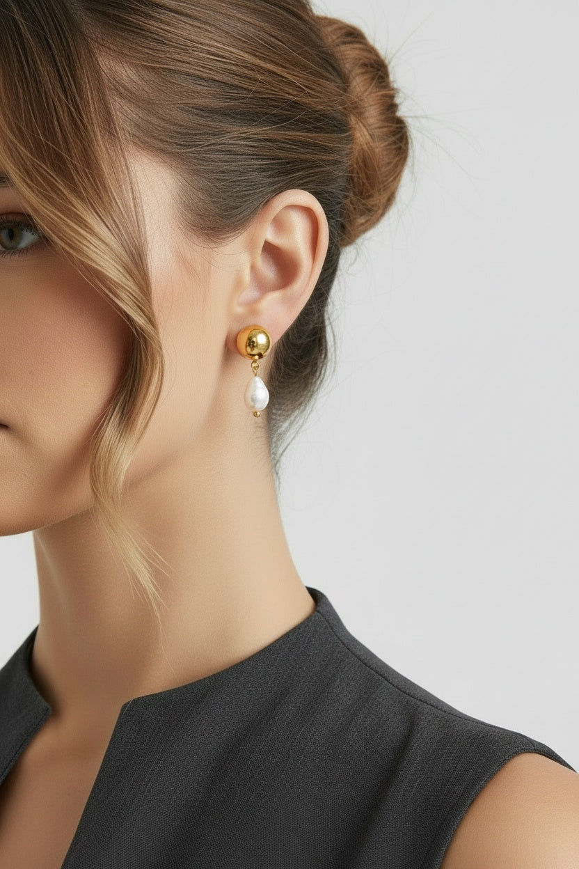 Synthetic Pearl Earrings-jewelry > earrings > drop earrings-Laventaire-Laventaire