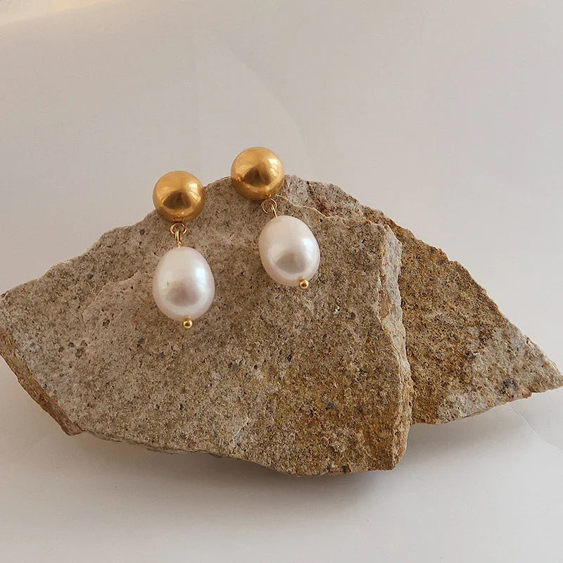 Synthetic Pearl Earrings-jewelry > earrings > drop earrings-Laventaire-Laventaire