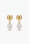 Synthetic Pearl Earrings-jewelry > earrings > drop earrings-Laventaire-Gold-One Size-Laventaire