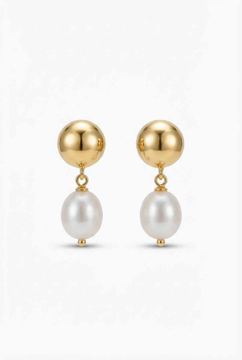 Synthetic Pearl Earrings-jewelry > earrings > drop earrings-Laventaire-Gold-One Size-Laventaire