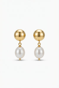 Synthetic Pearl Earrings-jewelry > earrings > drop earrings-Laventaire-Gold-One Size-Laventaire
