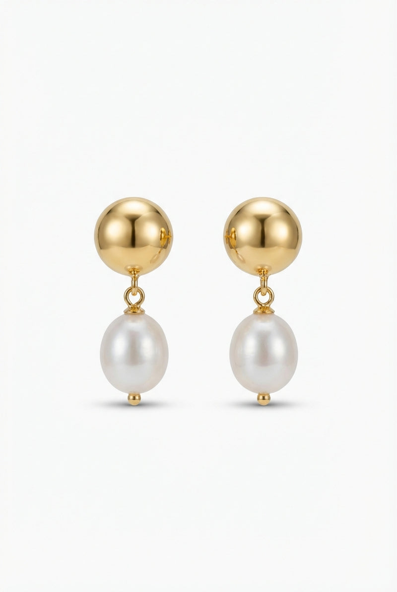 Synthetic Pearl Earrings-jewelry > earrings > drop earrings-Laventaire-Gold-One Size-Laventaire