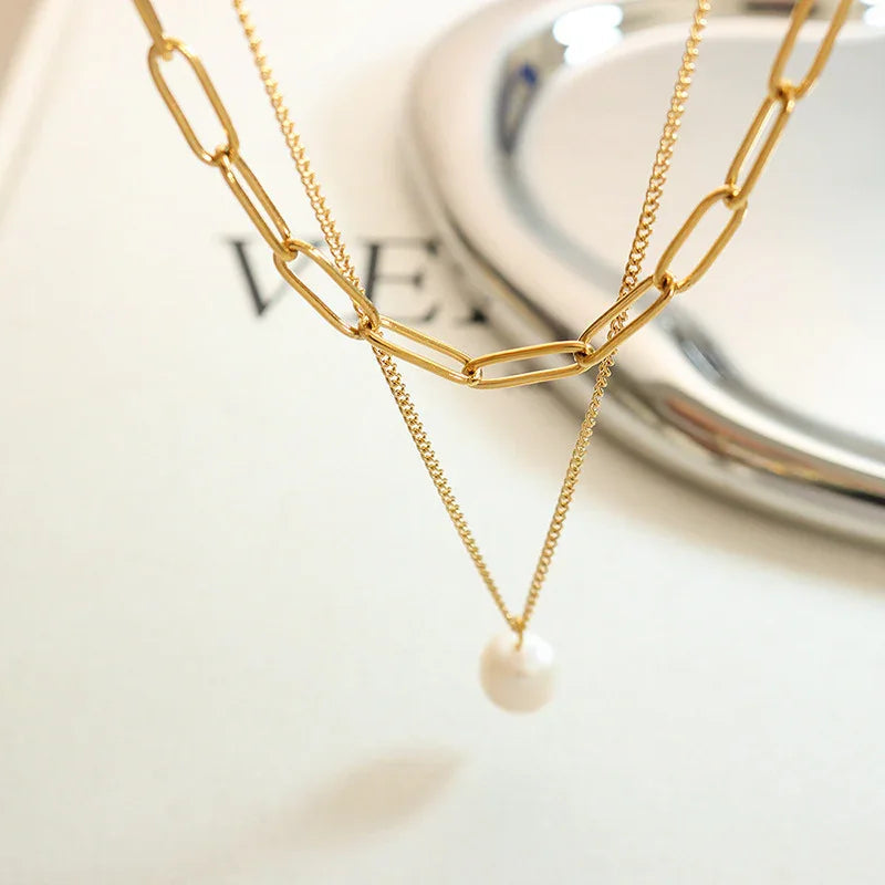 Synthetic Pearl Necklace Accent-jewelry > necklace-Laventaire-Laventaire