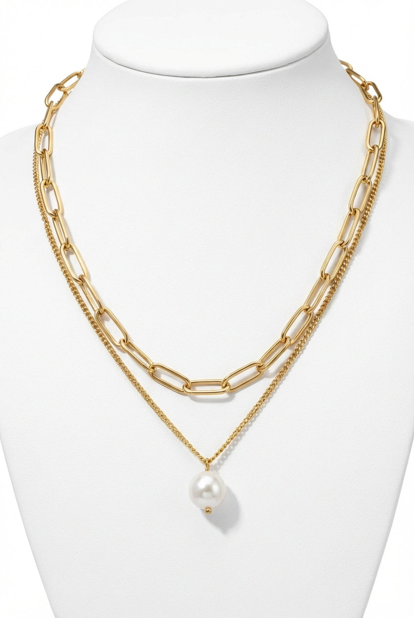 Synthetic Pearl Necklace Accent-jewelry > necklace-Laventaire-Gold-One Size-Laventaire