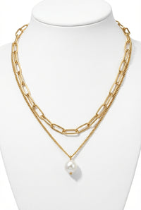 Synthetic Pearl Necklace Accent-jewelry > necklace-Laventaire-Gold-One Size-Laventaire