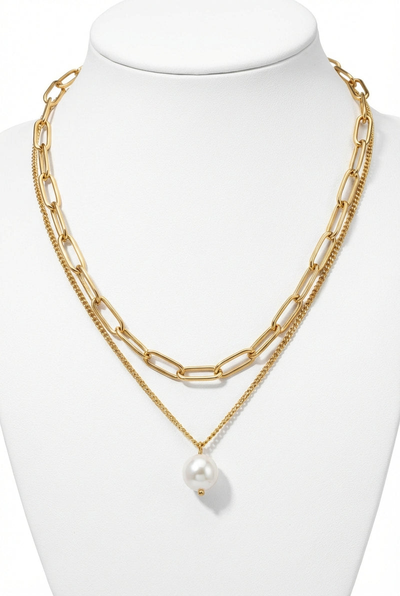 Synthetic Pearl Necklace Accent-jewelry > necklace-Laventaire-Gold-One Size-Laventaire