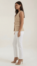 Tailored Beige Sleeveless Shirt-tops > sleeveless shirt-Laventaire-Laventaire
