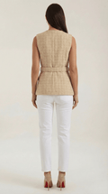 Tailored Beige Sleeveless Shirt-tops > sleeveless shirt-Laventaire-Laventaire