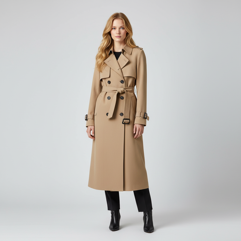 Tailored Belted Trench Coat-outerwear > trench coat-Laventaire-Laventaire