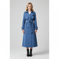 Tailored Belted Trench Coat-outerwear > trench coat-Laventaire-Blue-S-Laventaire