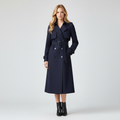 Tailored Belted Trench Coat-outerwear > trench coat-Laventaire-Navy Blue-S-Laventaire