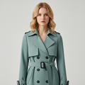 Tailored Belted Trench Coat-outerwear > trench coat-Laventaire-Turquoise-S-Laventaire