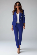 Tailored Blazer Trousers Set-suits > women's suit set-Laventaire-Dark Blue-S-Laventaire