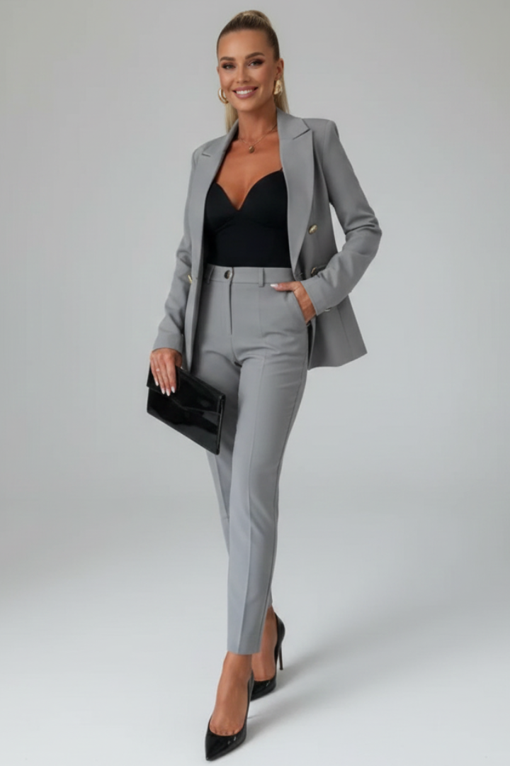 Tailored Blazer Trousers Set-suits > women's suit set-Laventaire-Gray-S-Laventaire