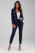 Tailored Blazer Trousers Set-suits > women's suit set-Laventaire-Navy Blue-S-Laventaire