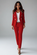 Tailored Blazer Trousers Set-suits > women's suit set-Laventaire-Red-S-Laventaire