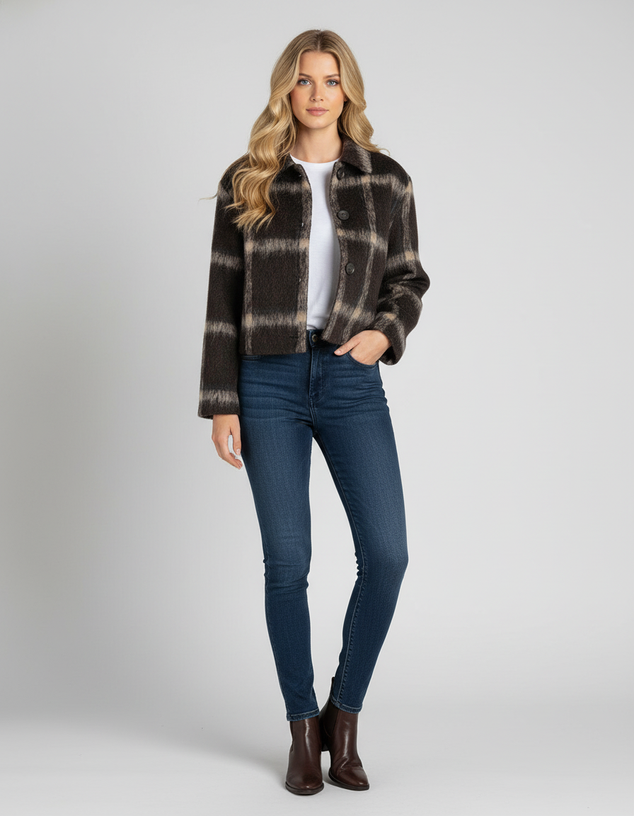 Tailored Checkered Jacket-jackets > tailored jackets-Laventaire-Laventaire