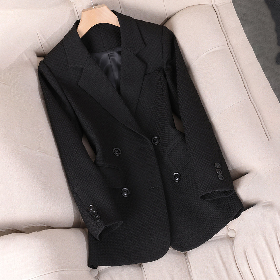 Tailored Double-Breasted Blazer-blazers > double-breasted blazers-Laventaire-Black-S-Laventaire