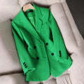 Tailored Double-Breasted Blazer-blazers > double-breasted blazers-Laventaire-Green-S-Laventaire