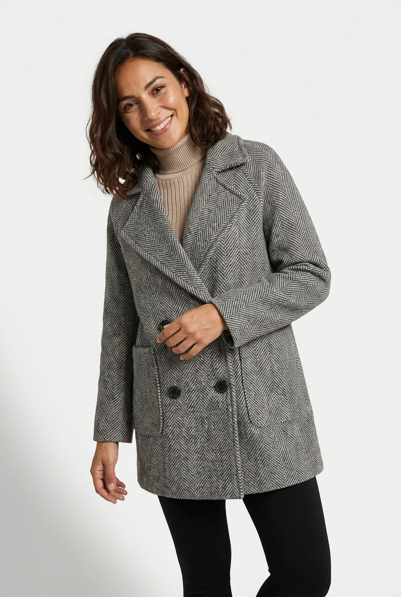 Tailored Double Breasted Coat-outerwear > coats > tailored coats-Laventaire-Gray-S-Laventaire