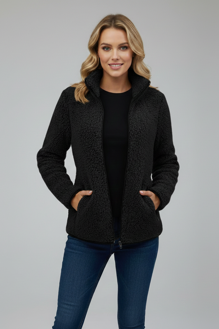 Tailored Fleece Jacket-jackets > fleece jacket-Laventaire-Black-L-Laventaire