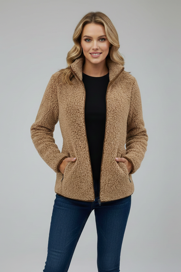 Tailored Fleece Jacket-jackets > fleece jacket-Laventaire-Khaki-XL-Laventaire