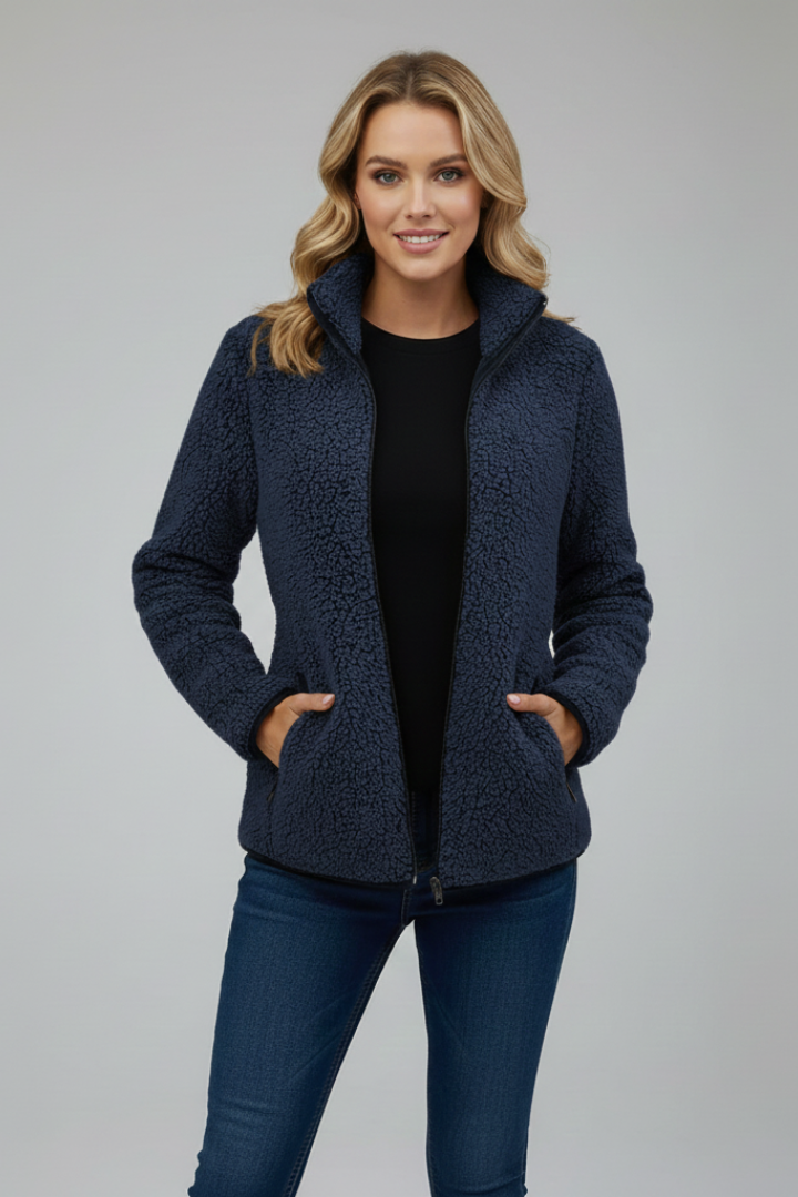 Tailored Fleece Jacket-jackets > fleece jacket-Laventaire-Navy Blue-S-Laventaire