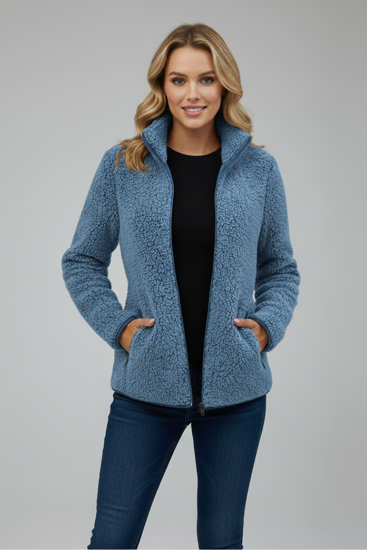 Tailored Fleece Jacket-jackets > fleece jacket-Laventaire-Teal Blue-XL-Laventaire