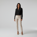 Tailored Front-Buttoned Blouse-tops > blouses > button-up blouses-Laventaire-Black-S-Laventaire