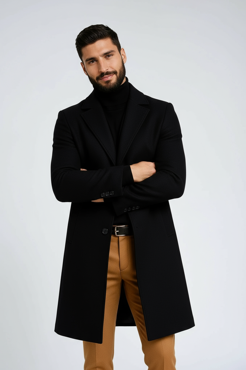 Tailored Long Coat-coats > long coat > tailored long coat-Laventaire-Black-S-Laventaire