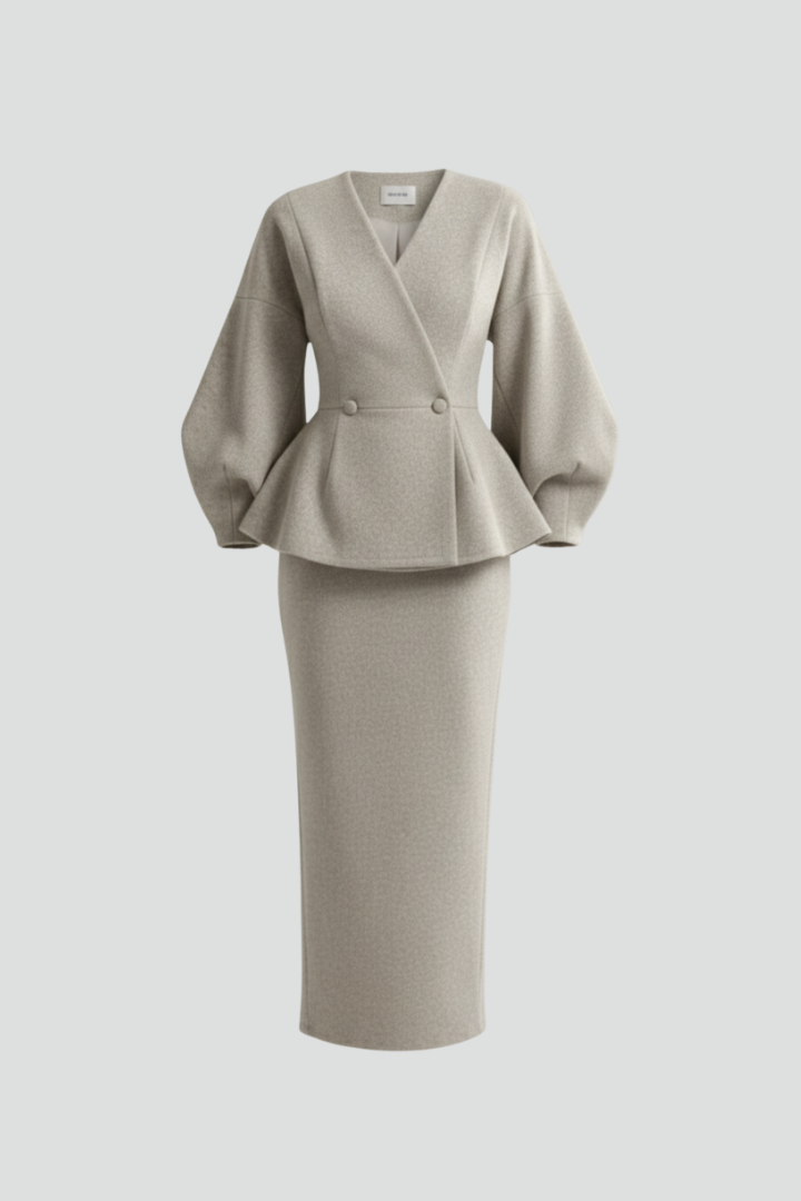 Tailored Peplum Two Piece-two piece set > peplum set-Laventaire-Laventaire