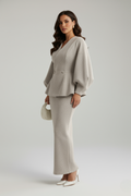 Tailored Peplum Two Piece-two piece set > peplum set-Laventaire-Laventaire
