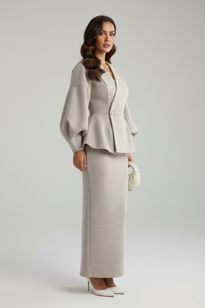 Tailored Peplum Two Piece-two piece set > peplum set-Laventaire-Laventaire