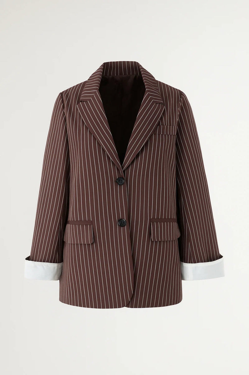 Tailored Pinstripe Blazer-blazers > tailored blazer-Laventaire-Laventaire
