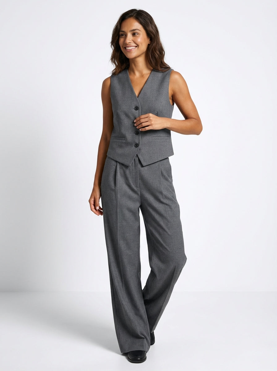 Tailored Vest Pants Set-sets > tailored vest pants set-Laventaire-Grey-S-Laventaire