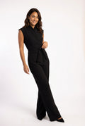 Tailored Wide Leg Jumpsuit-jumpsuits > wide leg jumpsuit-Laventaire-Black-S-Laventaire