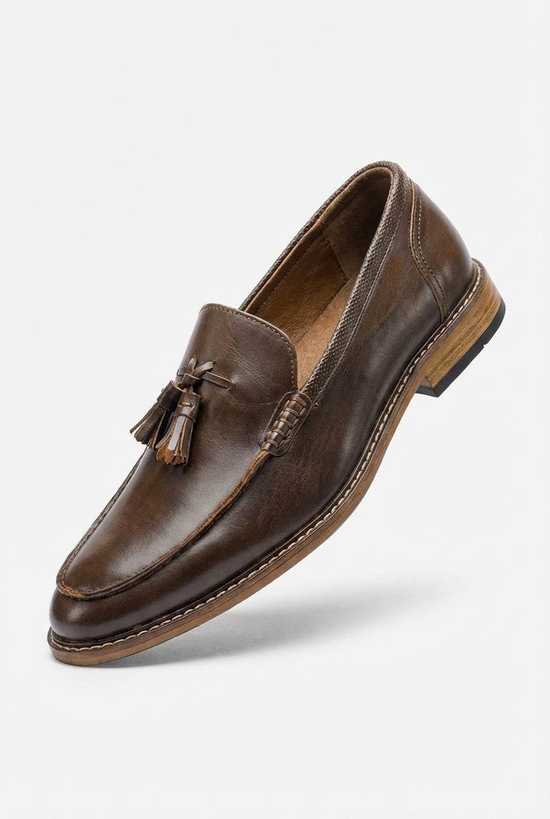 Tassel Slip-On Loafers-footwear > loafers > slip-on loafers-Laventaire-Dark Brown-38-Laventaire