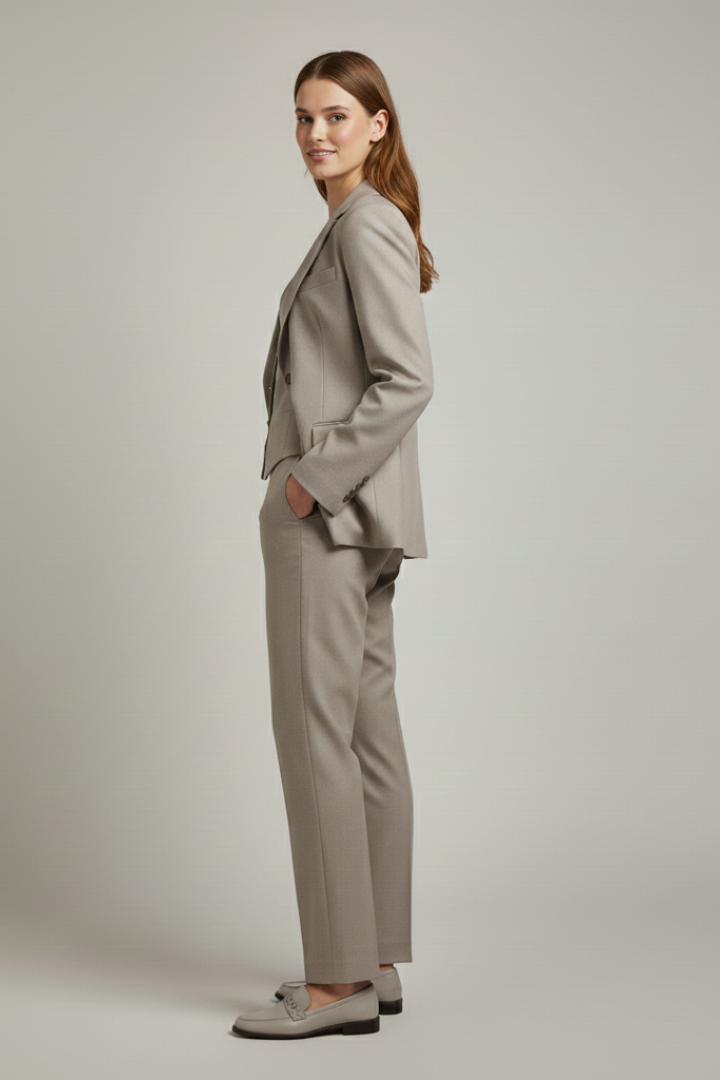 Taupe Blazer Trouser Set-suits > blazer set-Laventaire-Laventaire