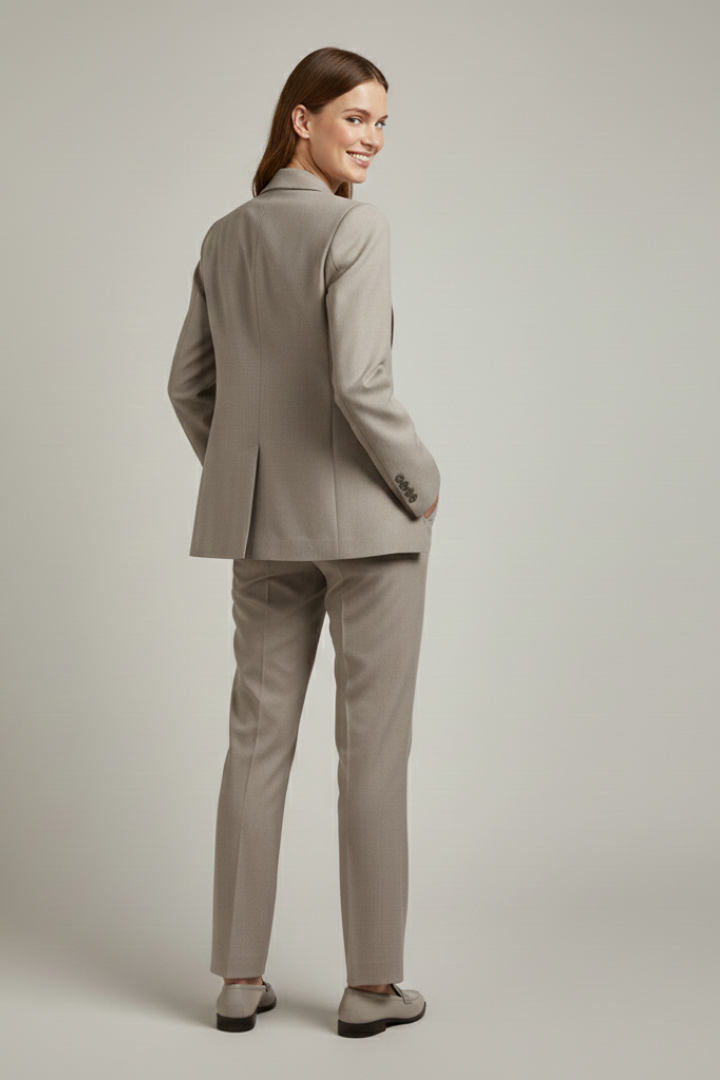 Taupe Blazer Trouser Set-suits > blazer set-Laventaire-Laventaire