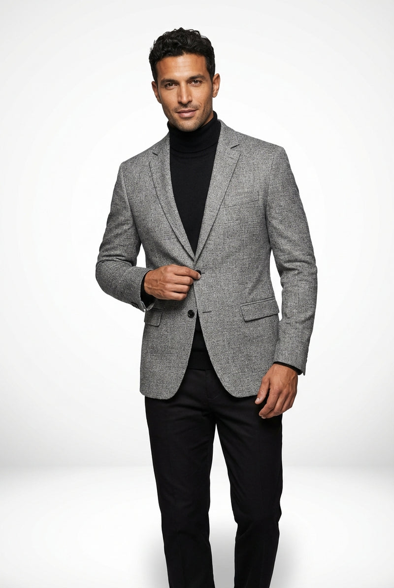 Textured Blazer Jacket-jackets > blazers-Laventaire-Gray-XS-Laventaire