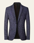 Textured Blazer Jacket-jackets > blazers-Laventaire-Navy Blue-XS-Laventaire