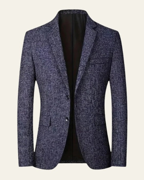 Textured Blazer Jacket-jackets > blazers-Laventaire-Navy Blue-XS-Laventaire