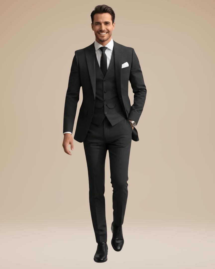 Three-Piece Business Suit-suits > three-piece suit-Laventaire-Black-S-Laventaire