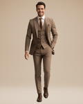 Three-Piece Business Suit-suits > three-piece suit-Laventaire-Light Brown-S-Laventaire