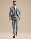 Three-Piece Business Suit-suits > three-piece suit-Laventaire-Light Gray-S-Laventaire