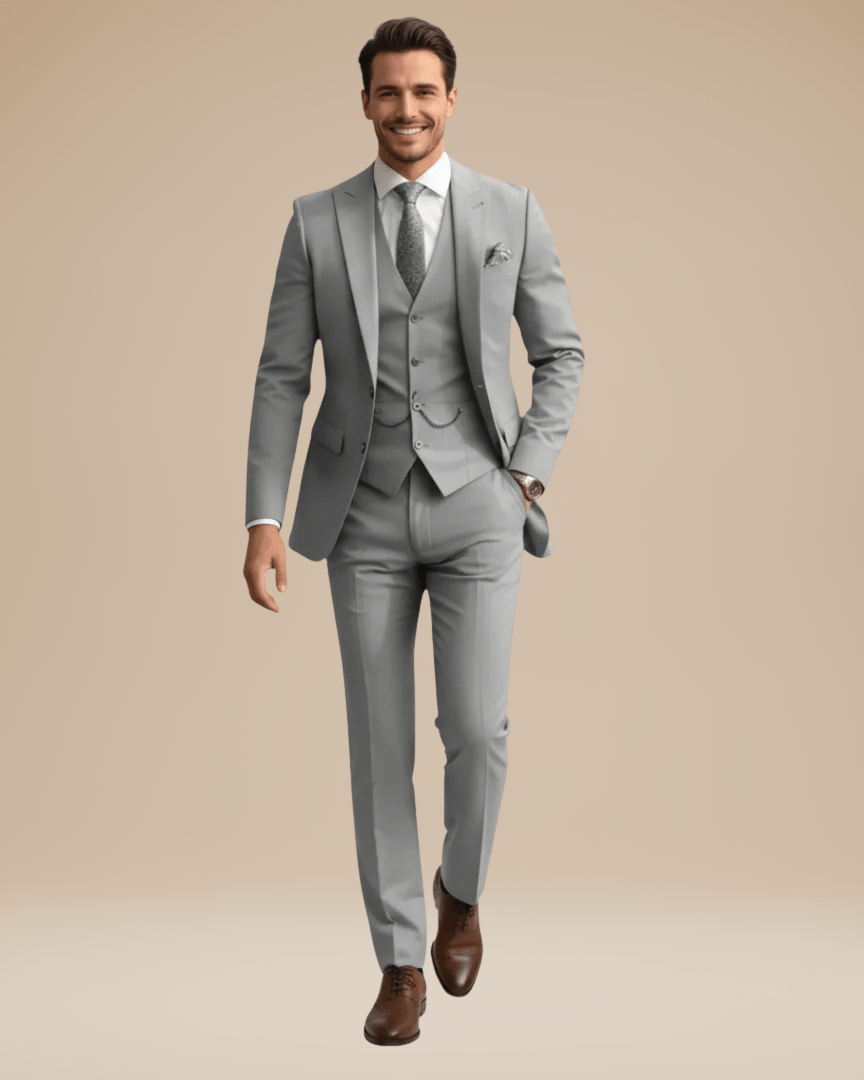 Three-Piece Business Suit-suits > three-piece suit-Laventaire-Light Gray-S-Laventaire