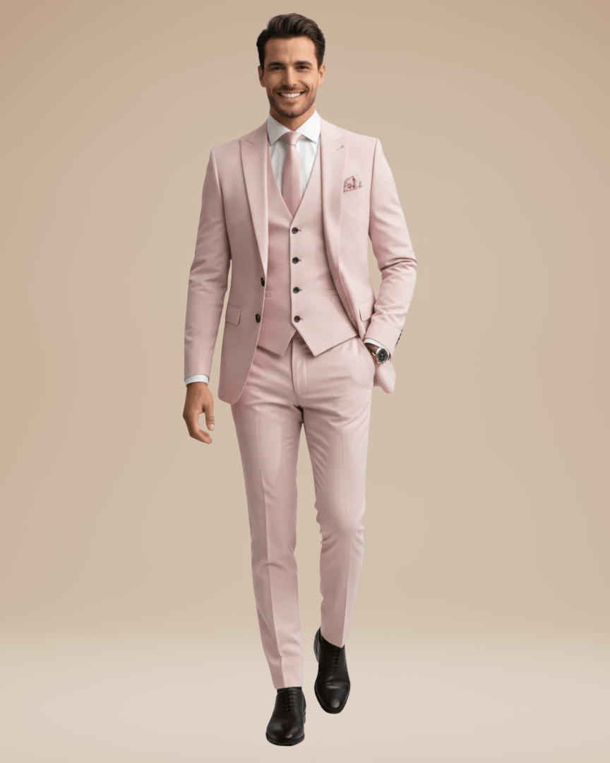 Three-Piece Business Suit-suits > three-piece suit-Laventaire-Pink-S-Laventaire