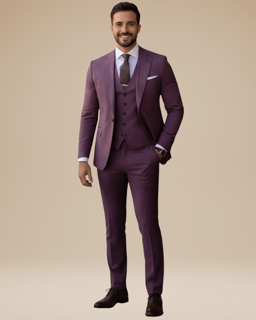 Three-Piece Business Suit-suits > three-piece suit-Laventaire-Purple-S-Laventaire