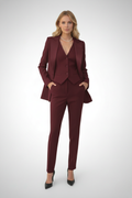 Three-Piece Set Blazer Trousers-suit sets > women's suit set-Laventaire-Burgundy-S-Laventaire